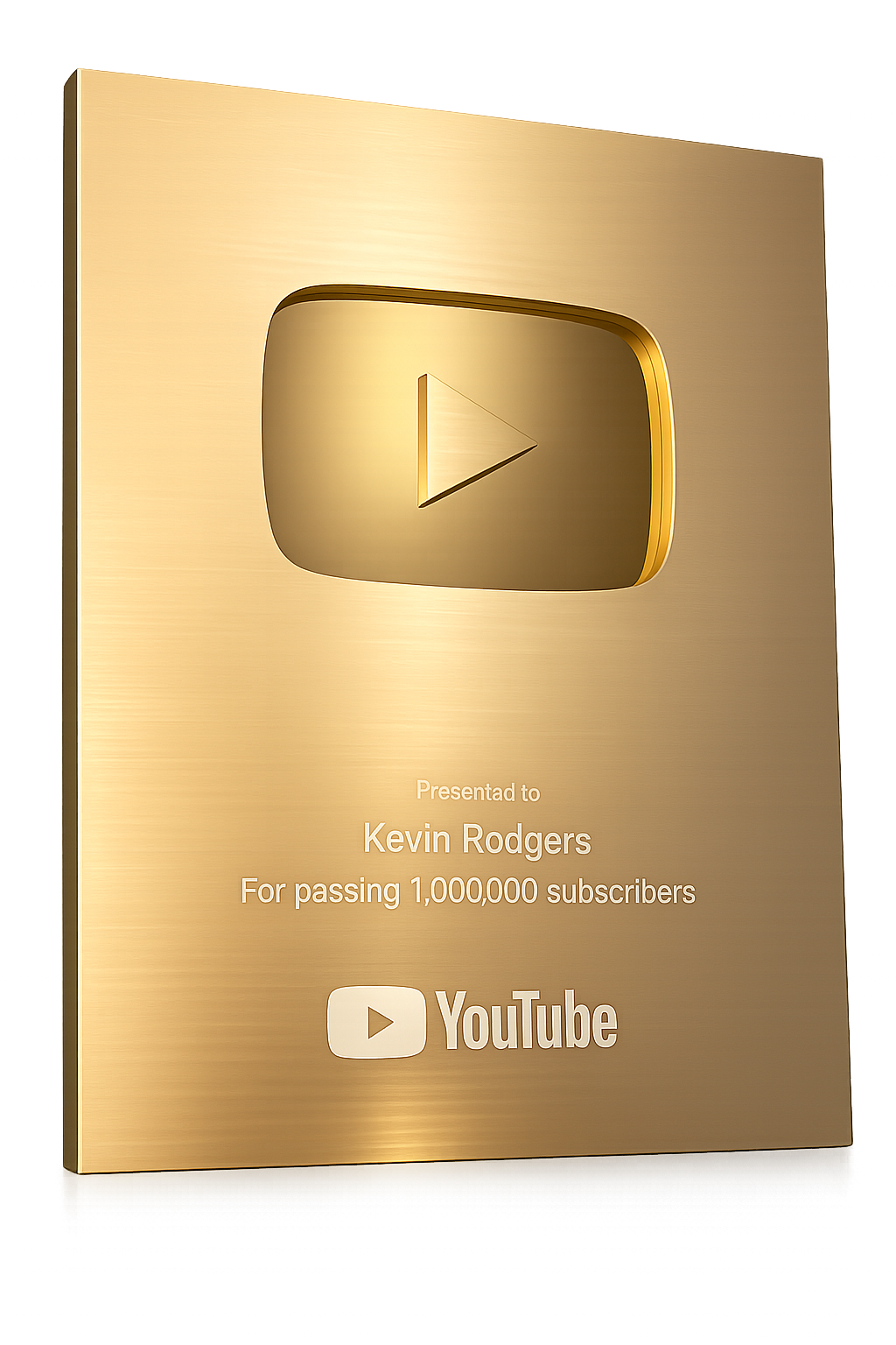 YouTube Gold Play Button awarded to Kevin Rodgers